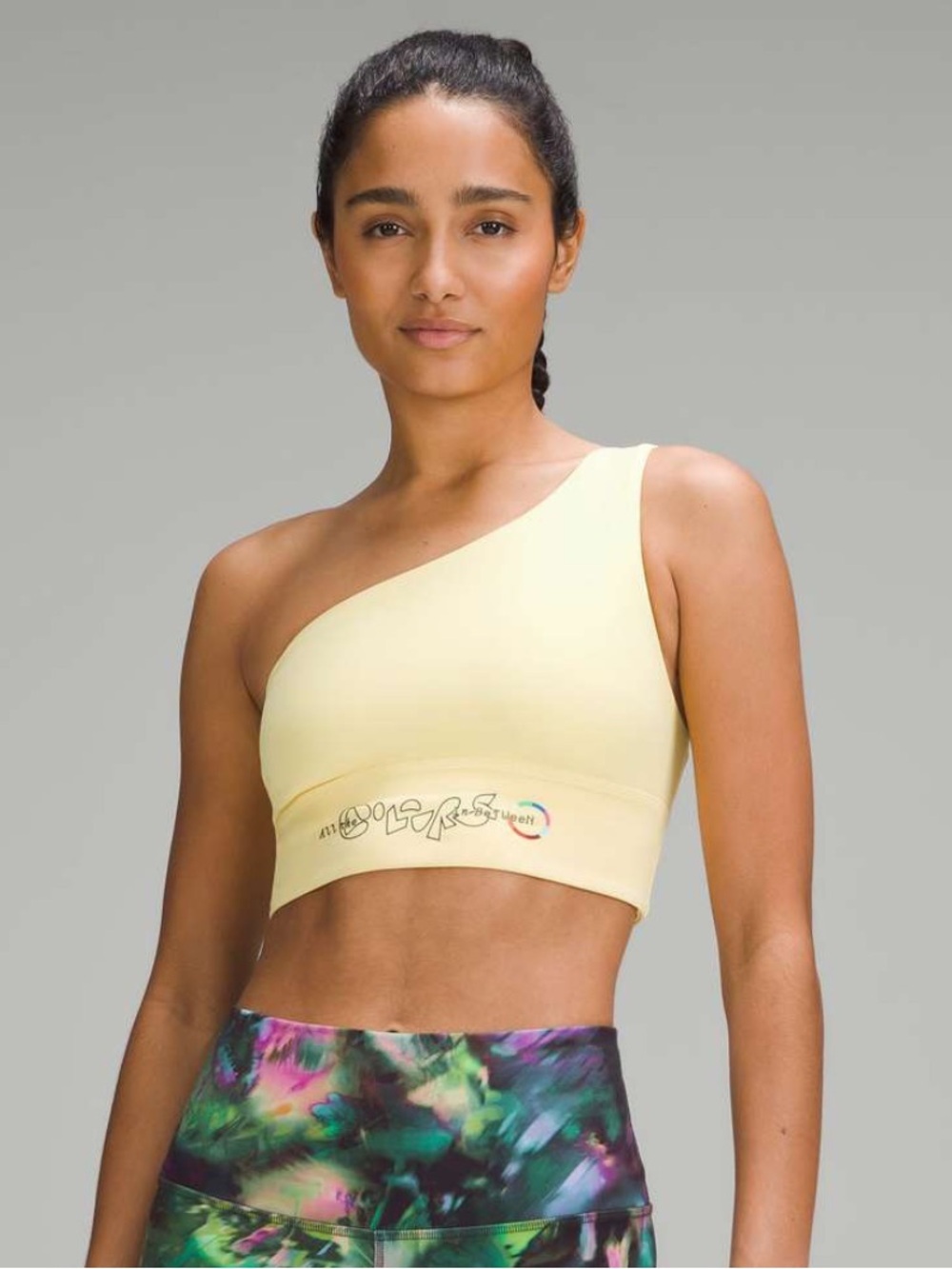 Lululemon Align Asymmetrical Bra Light Support A/B Cup Pride Swirl Yellow Size 4